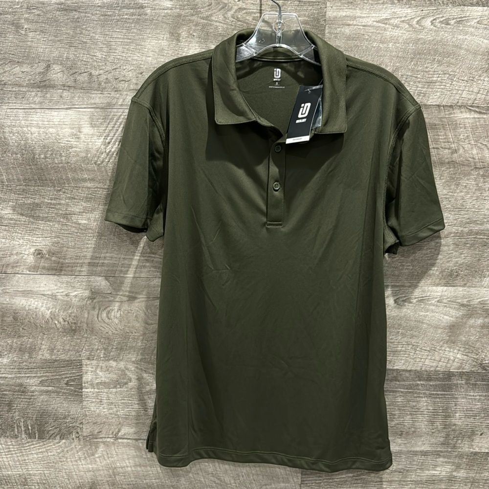 Ideology NWT Performance Short Sleeve Polo Shirt in Olive Green/100% Polyester